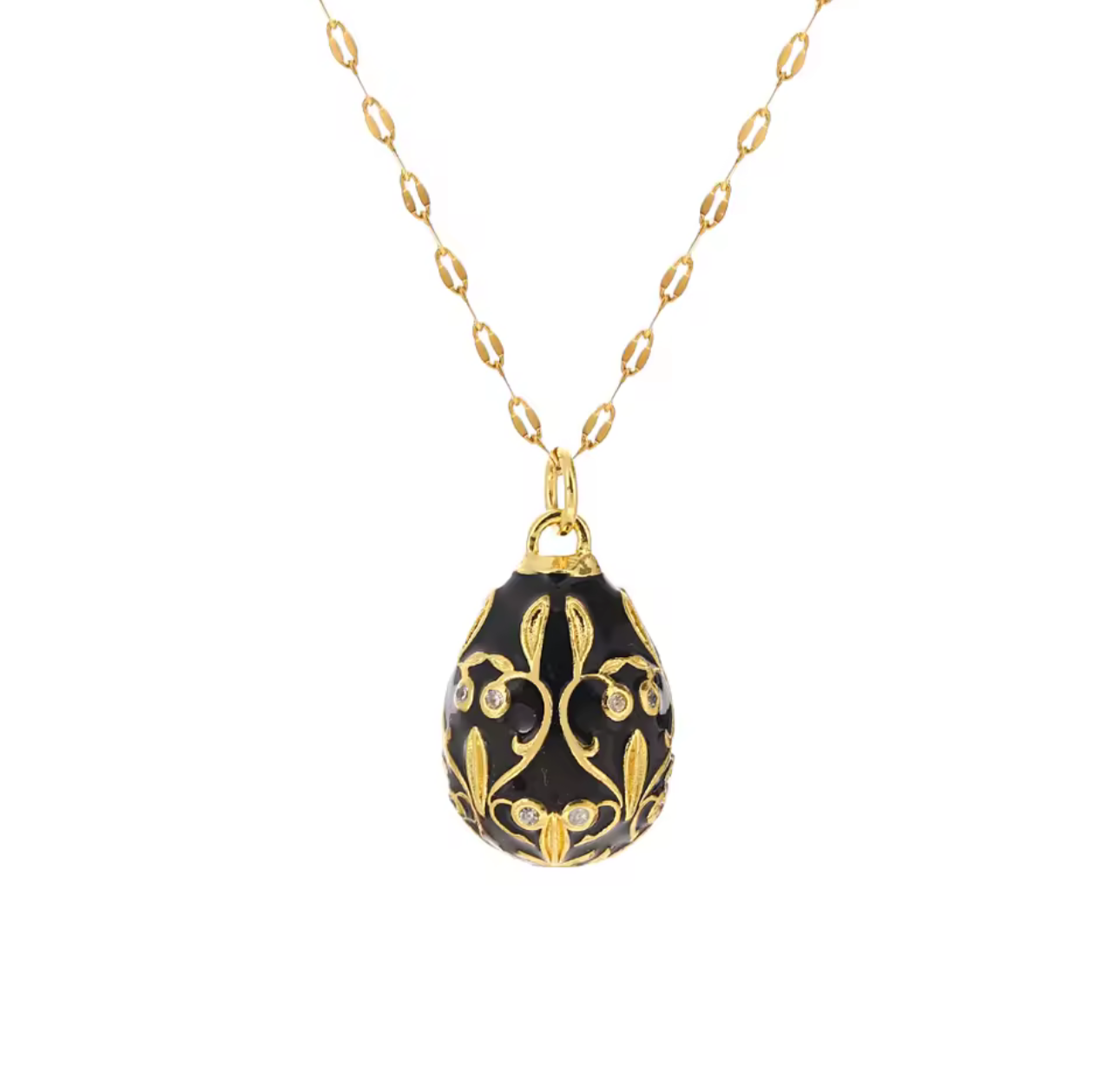 LUCKY EGG CHARM NECKLACE BLACK