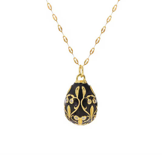 LUCKY EGG CHARM NECKLACE BLACK
